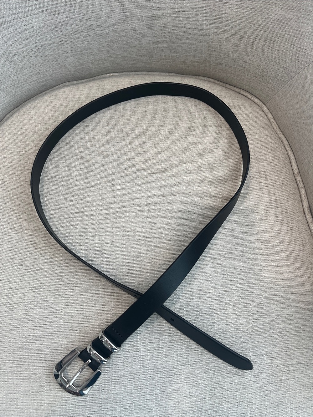 Banana Republic Black Leather Belt Silver Buckle Size L